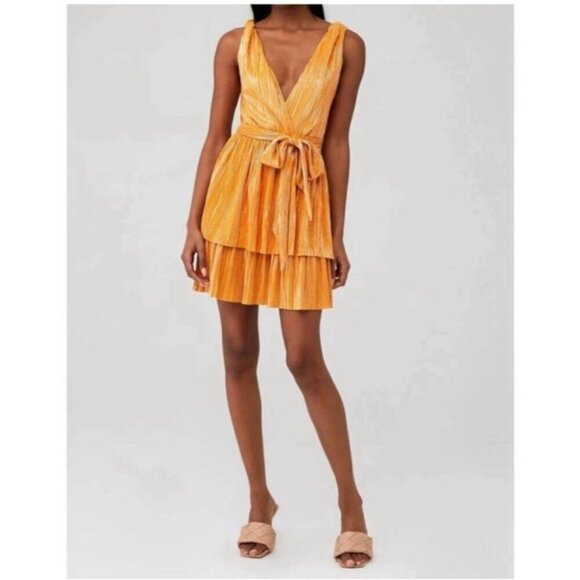 Sabina Musayev Alma Mini Dress In Mandarin Orange & Gold XS - Picture 1 of 10